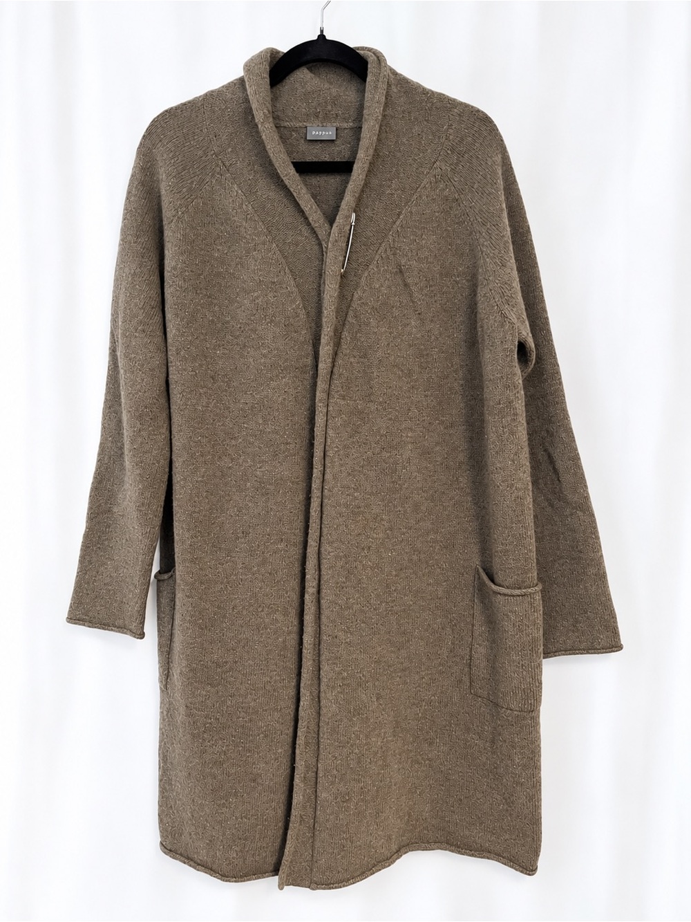 Cozy Open-Front Shawl Collar Cardigan in Taupe-Brown